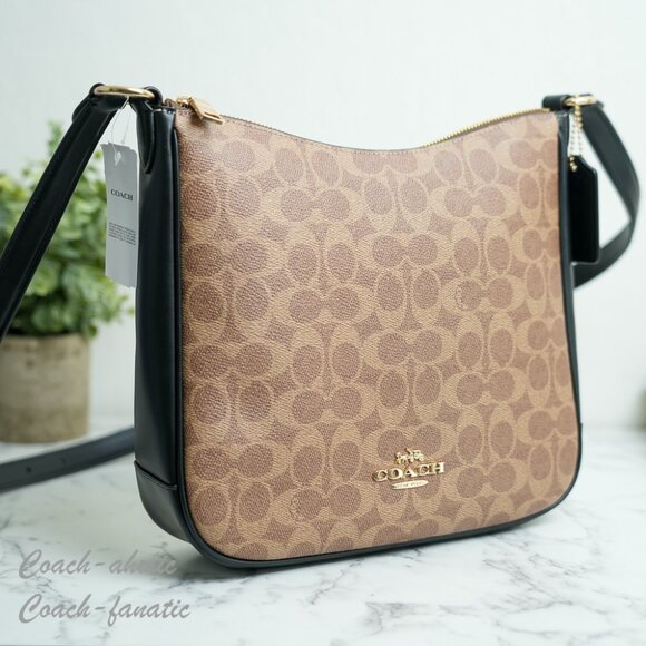 Coach CZ177 Ellie File Bag In Signature Canvas Tan/Black - Picture 11 of 13